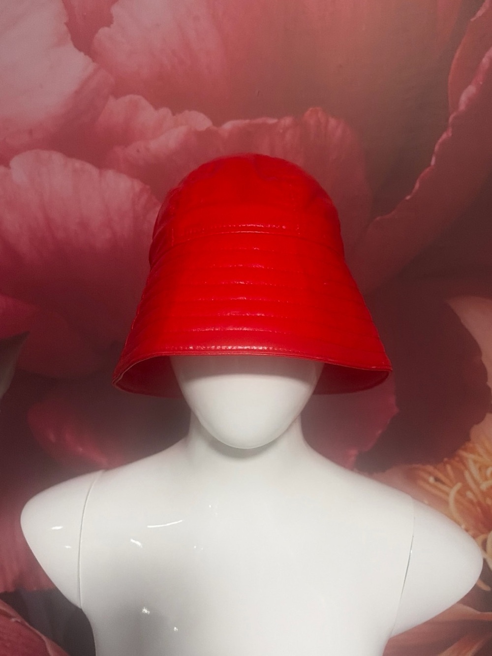 Vintage Red Vinyl Bucket Hat Made in USA  ACTWU Union Label